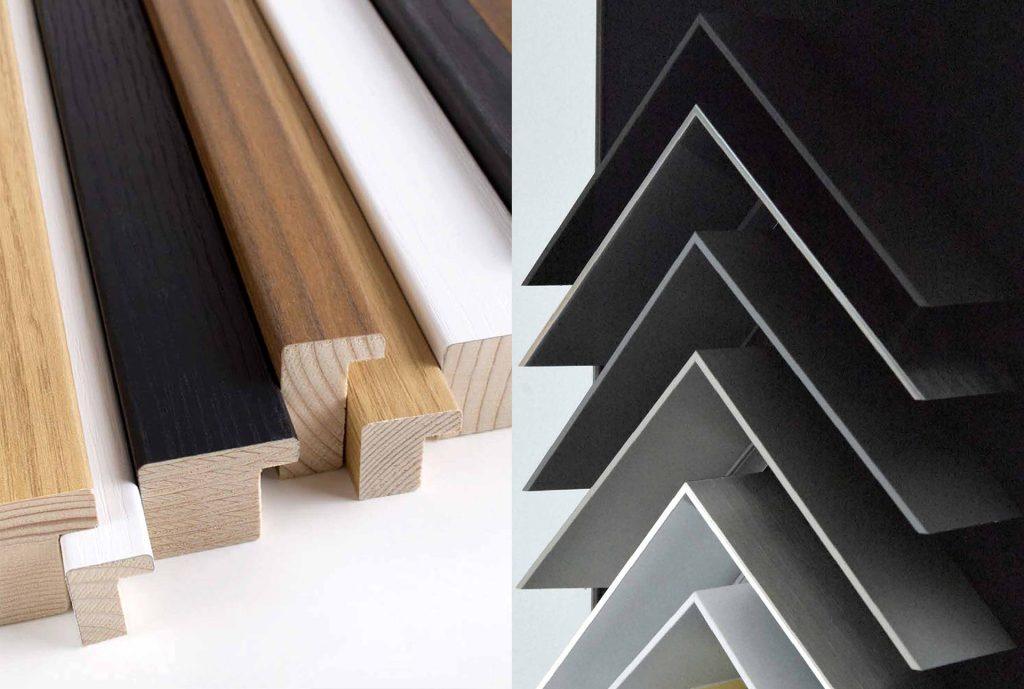 Échantillons de baguettes bois et aluminium